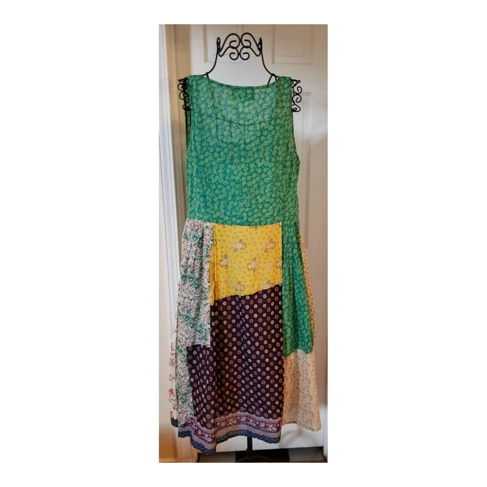 Lazybones Boho Patchwork Dress Large Euc - image 5